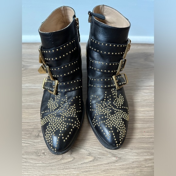 *AUTHENTIC* CHLOÉ - Susanna short boot - black gold - women’s 35.5 - Picture 10 of 15